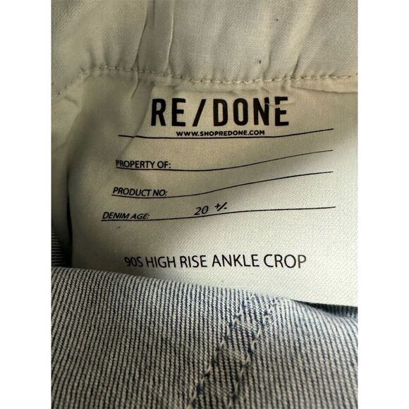 RE/DONE NWT High Rise Ankle Crop Jeans in Worn Blue Destroy Size 29 - Picture 5 of 8